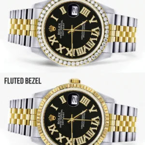 Womens Rolex Datejust Watch 16233 | 36Mm | Black Roman Dial | Jubilee Band