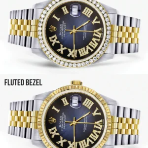 Womens Rolex Datejust Watch 16233 | 36Mm | Blue Black Roman Dial | Jubilee Band