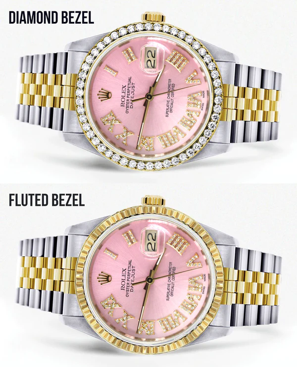Womens Rolex Datejust Watch 16233 36Mm Pink Roman Dial Jubilee Band 2