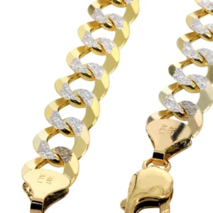 14K Gold Bracelet Hollow Cuban Diamond Cut