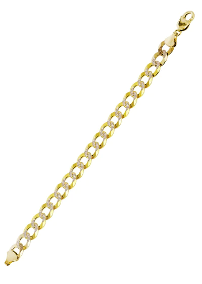 14K Gold Bracelet Hollow Cuban Diamond Cut22