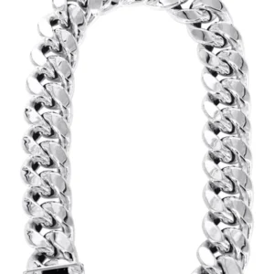 14K White Gold Bracelet Hollow Miami Cuban Link