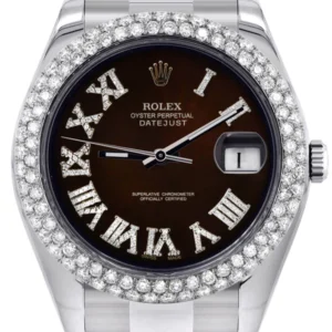 Rolex Datejust II Watch | 41 MM | Brown Black Roman Numeral Dial | Two Row | Oyster Band