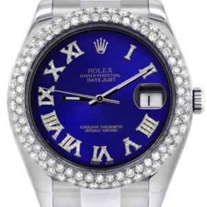 Rolex Datejust II Watch | 41 MM | Royal Blue Roman Numeral Dial | Two Row | Oyster Band