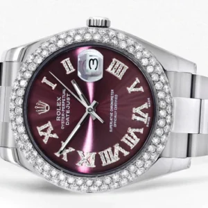 Rolex Datejust II Watch | 41 MM | Purple Roman Numeral Dial | Two Row | Oyster Band