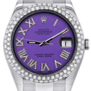 Rolex Datejust II Watch | 41 MM | Violet Roman Numeral Dial | Two Row | Oyster Band
