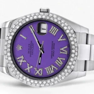 Rolex Datejust II Watch | 41 MM | Violet Roman Numeral Dial | Two Row | Oyster Band