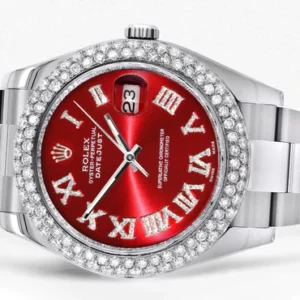 Rolex Datejust II Watch | 41 MM | Red Roman Numeral Dial | Two Row | Oyster Band
