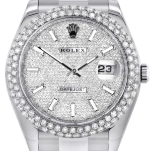 Rolex Datejust II Watch | 41 MM | Diamond Dial | Two Row | Oyster Band