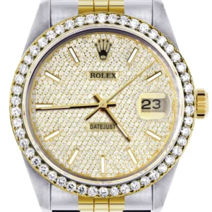 Diamond Gold Rolex Watch For Men 16233 | 36MM | Full Diamond Dial | Jubilee Band