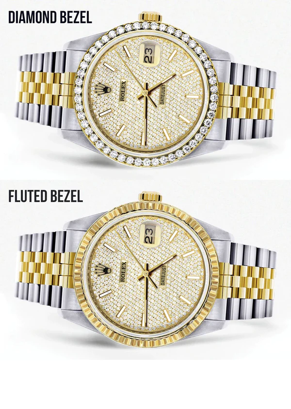 Diamond Gold Rolex Watch For Men 16233 36MM Full Diamond Dial Jubilee Band 2