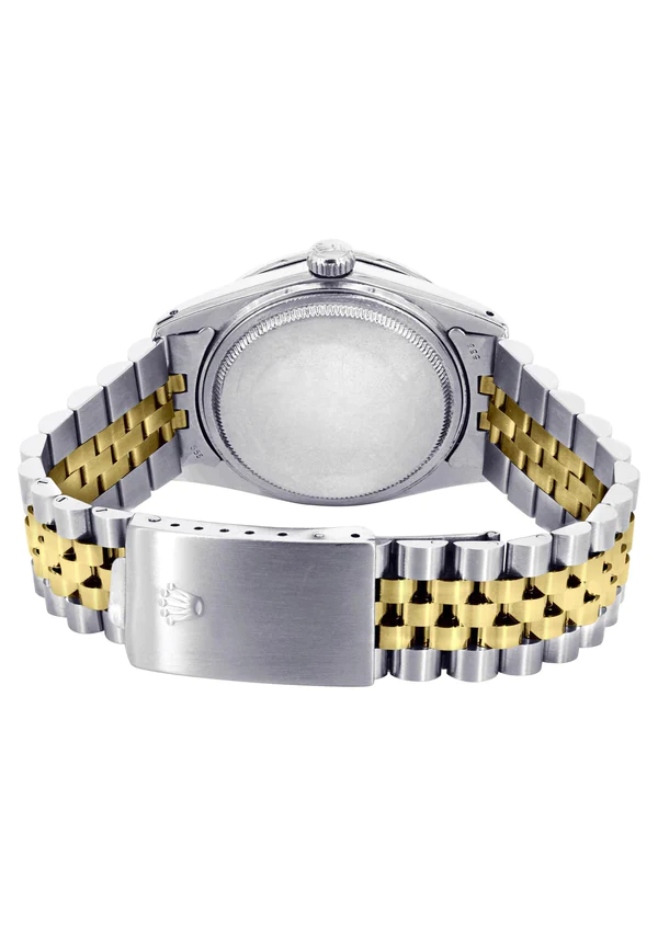 Diamond Gold Rolex Watch For Men 16233 36MM Full Diamond Dial Jubilee Band 5