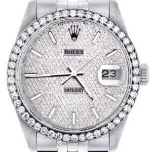Diamond Mens Rolex Datejust Watch 16200 | 36MM | Full Diamond Dial | Jubilee Band