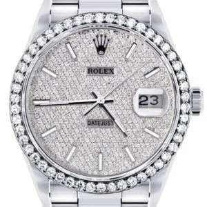 Diamond Mens Rolex Datejust Watch 16200 | 36MM | Full Diamond Dial | Oyster Band