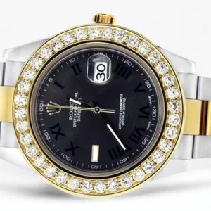 Diamond Rolex Datejust 2 | 18K Yellow Gold & Stainless Steel | Green Slate Dial 41 MM
