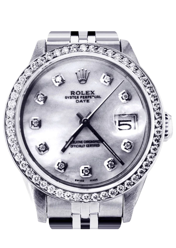 Diamond Rolex Datejust Stainless Steel 34 Mm 1