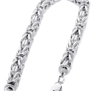 Italian Mens Byzantine Bracelet 10K White Gold