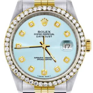 Gold Rolex Datejust Watch 16233 Two Tone for Men | 36Mm | Light Blue Dial | Jubilee Band