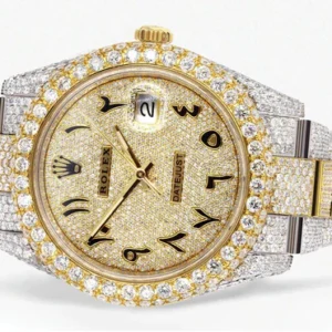 Diamond Iced Out Rolex Datejust 41 | 25 Carats Of Diamonds | Custom Full Diamond Arabic Dial | Oyster Band
