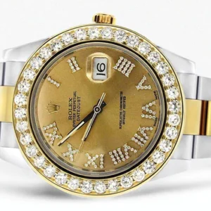 Diamond Rolex Datejust 2 | 18K Yellow Gold & Stainless Steel | Champagne Diamond Roman Dial | 41 MM