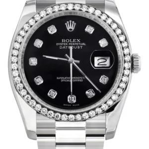 116200 | Rolex Datejust Watch | 36Mm | Black Dial | Oyster Band