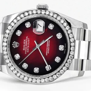 116200 | Rolex Datejust Watch | 36Mm | Red Black Dial | Oyster Band