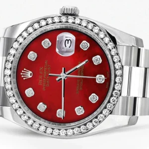 116200 | Rolex Datejust Watch | 36Mm | Red Dial | Oyster Band