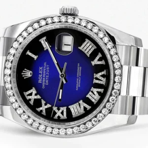 116200 | Rolex Datejust Watch | 36Mm | Blue Black Roman Dial | Oyster Band