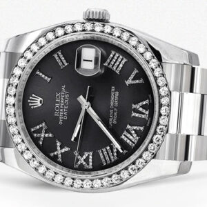 116200 | Rolex Datejust Watch | 36Mm | Black Roman Dial | Oyster Band