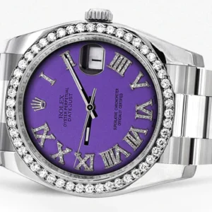 116200 | Rolex Datejust Watch | 36Mm | Purple Roman Dial | Oyster Band