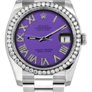 116200 | Rolex Datejust Watch | 36Mm | Purple Roman Dial | Oyster Band