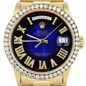 Rolex Day-Date | Presidential | Model 18238 | 18K Yellow Gold | Diamond Bezel | Blue Diamond Roman Numeral