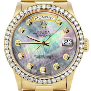 Rolex Day-Date | Presidential | Model 18238 | 18K Yellow Gold | Diamond Bezel | Dark Mother of Pearl Diamond Dial