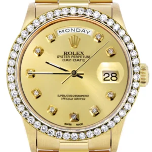 Rolex Day-Date | Presidential | Model 18238 | 18K Yellow Gold | Diamond Bezel | Gold Diamond Dial