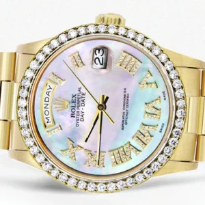 Rolex Day-Date | Presidential | Model 18238 | 18K Yellow Gold | Diamond Bezel | Light Mother of Pearl Diamond Roman
