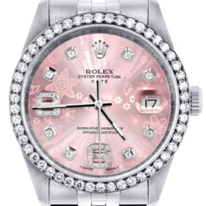 Mens Rolex Datejust Watch 16200 | 36Mm | Pink Flower Diamond Dial | Jubilee Band