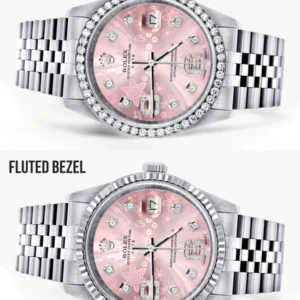 Mens Rolex Datejust Watch 16200 | 36Mm | Pink Flower Diamond Dial | Jubilee Band