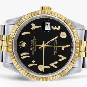 Mens Rolex Datejust Watch 16233 Two Tone | Fluted Bezel | 36Mm | Black Arabic Dial | Jubilee Band