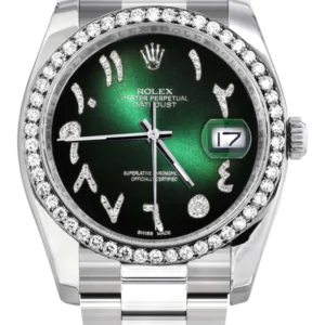 116200 | Rolex Datejust Watch | 36Mm | Green Black Arabic Dial | Oyster Band