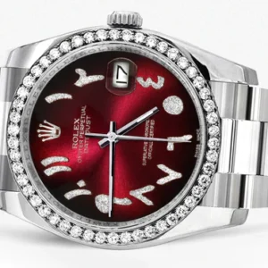 116200 | Rolex Datejust Watch | 36Mm | Red Black Arabic Dial | Oyster Band