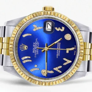 Mens Rolex Datejust Watch 16233 Two Tone | Fluted Bezel | 36Mm | Blue Arabic Dial | Jubilee Band