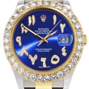 Rolex Datejust II Watch | 41 MM | 18K Yellow Gold & Stainless Steel | Custom Blue Arabic Dial | Oyster Band