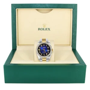 116233 | Gold & Steel Rolex Datejust Watch | 36Mm | Blue Black Arabic Diamond Dial | Oyster Band