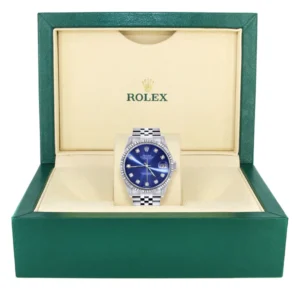 Womens Rolex Datejust Watch 16200 | Fluted Bezel | 36Mm | Blue Dial | Fluted Bezel | Jubilee Band