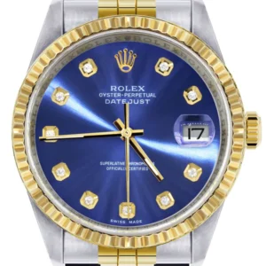 Mens Rolex Datejust Watch 16233 Two Tone | Fluted Bezel | 36Mm | Blue Dial | Jubilee Band