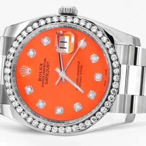 116200 | Rolex Datejust Watch | 36Mm | Orange Dial | Oyster Band