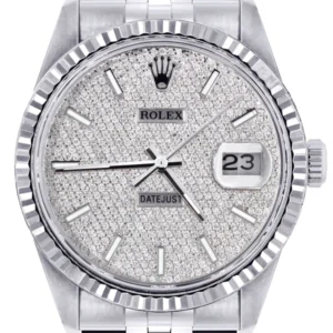 Mens Rolex Datejust Watch 16200 | Fluted Bezel | 36Mm | Diamond Dial | Jubilee Band