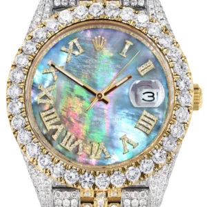 Diamond Iced Out Rolex Datejust 41 | 25 Carats Of Diamonds | Abalone Mother of Pearl Dial | Two Tone | Jubilee Band