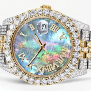 Diamond Iced Out Rolex Datejust 41 | 25 Carats Of Diamonds | Abalone Mother of Pearl Dial | Two Tone | Jubilee Band