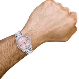 Mens Rolex Datejust Watch 16200 | Fluted Bezel | 36Mm | Pink Flower Dial | Jubilee Band